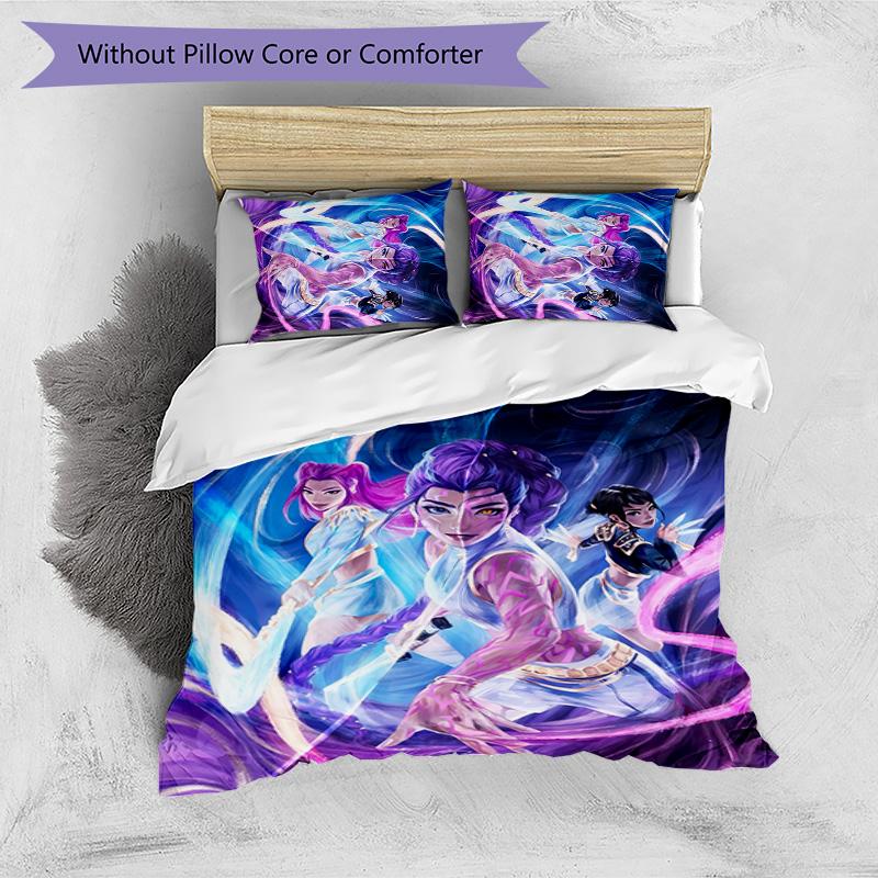 Kpop Demon Hunters Pattern Printed 3PCS Bedding Set, Soft Skin-Friendly Washable Duvet Cover & Pillowcases Set