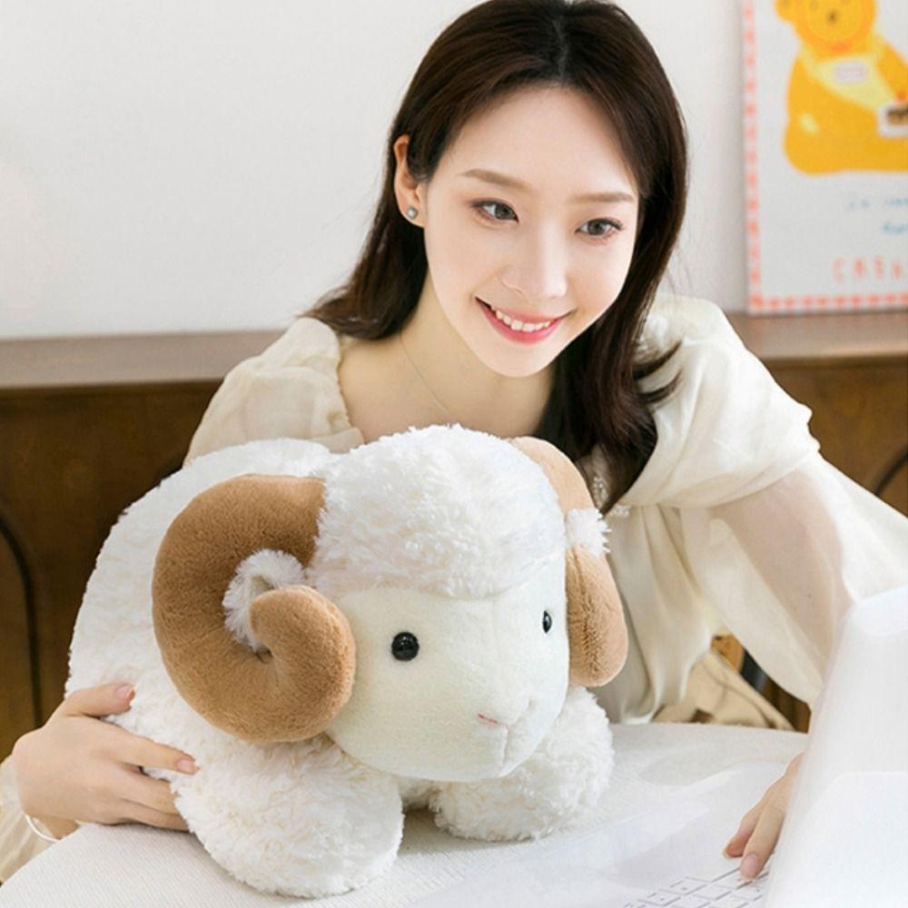 23/38cm Baby Goat&Cow Plush Doll Lying Big Horns Goat Toys Cute Animal Plush Toys  Room Decoration