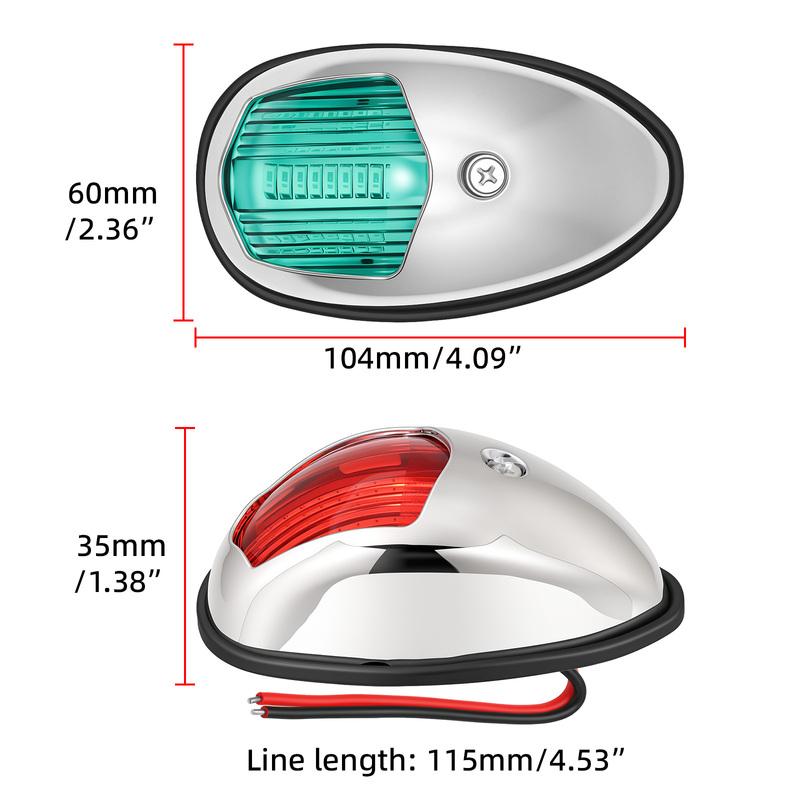 2Pcs LED Navigation Lights For Boats 12V 24V Boat Position Lights Marine Lights Waterproof Boat Lamp Red Green