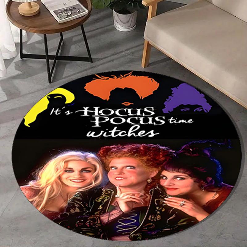 Hocus Halloween Night Round Rug for Livingroom,Bedroom, Palyroom, Chair Rug, Area rug, Circle Carpet, Large Size Fan Christmas gift