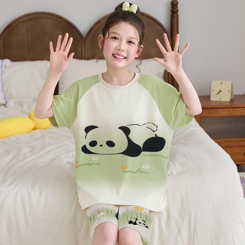 Girls Cotton Short Sleeve Pajama Set Sleepwear Kids 8 Years Cartoon Print Home Outfit