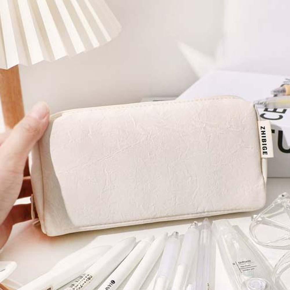Desktop Storage Big Pencil Bag Cream White Yellow INS Pencil Pouch School Supplies