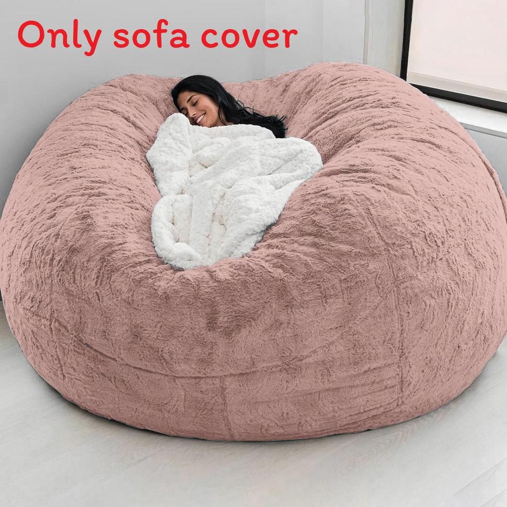 Solid Color Large Soft Plush Portable Living Room Lazy Sofa Cover Bean Cover Bag