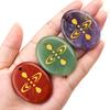 Natural Crystal Semi-Precious Stone Custom Engraved Palm Stone Pendant Mindfulness Meditation Healing Gemstone DIY