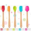 Pastry Mixing Mini Wooden Handle Kicthen Utensils Non-stick Cake Scraper Baking Tools Spatula Brush