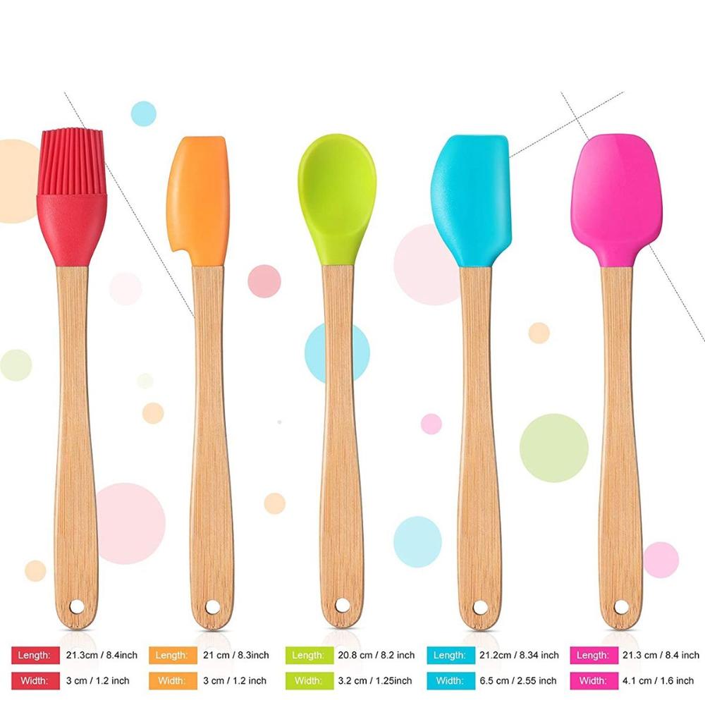Pastry Mixing Mini Wooden Handle Kicthen Utensils Non-stick Cake Scraper Baking Tools Spatula Brush