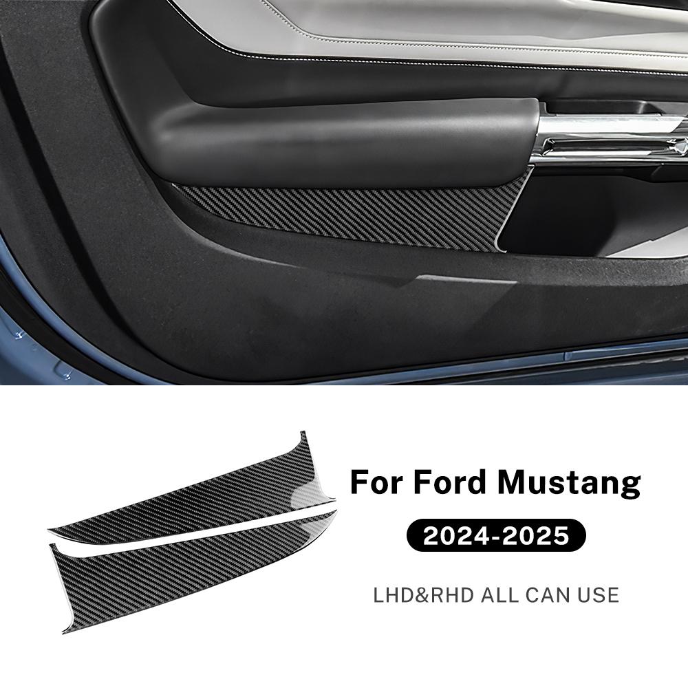 Real Soft Carbon Fiber Sticker For Ford Mustang GT Dark Horse EcoBoost 2024 2025 20226 2027 Car Door Armrest Panel Accessories