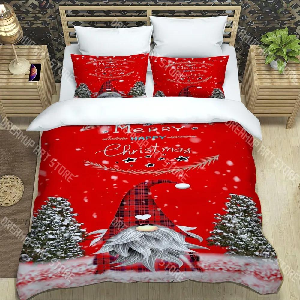 C-Christmas Dwarf Fashion Print Three-piece Set For Children Or Adults Quilt Cover Pillowcase Bedding Set Birthday Gift