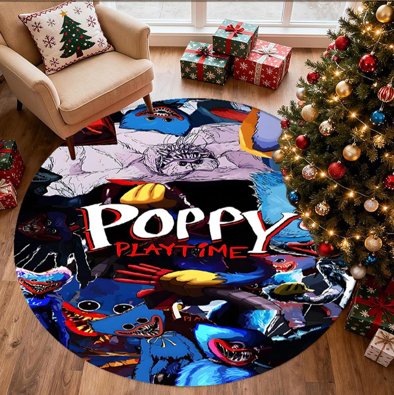 Круглый коврик с узором Poppy Playtime, коврик для помещений/улицы, для пикника, игровой комнаты, спальни, офиса, гостиной, ковер для декора дома, подарок на день рождения