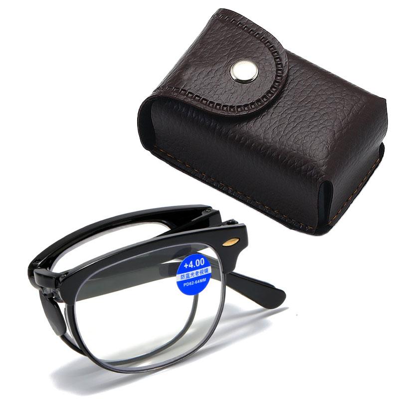 Anti-Blue Light Folding Reading Glasses With Box Men Women Farsighted Glasses Presbyopia Eyeglasses Diopter +1.0 To +4.0