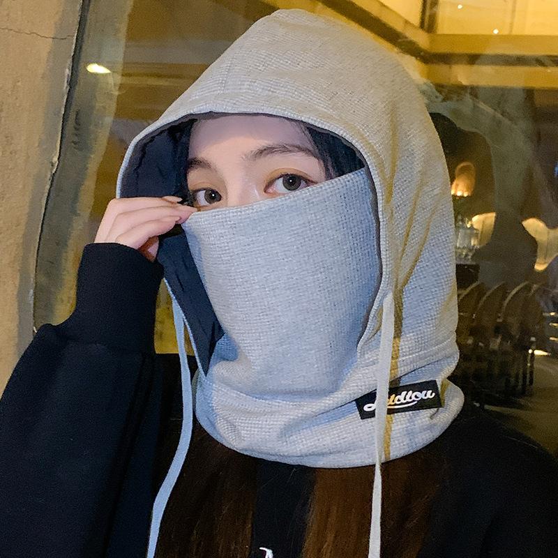 Windproof and warm hat women's winter outdoor velvet ear protection scarf integrated pullover hat men's cycling cold protection artifact