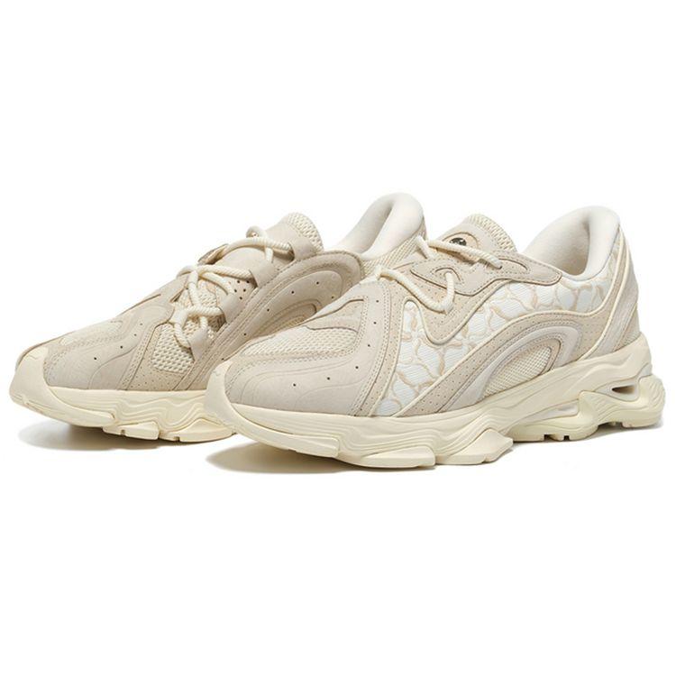 Li-Ning 1990 Lava Retro Толстая подошва Увеличивающие рост низкие повседневные туфли мужские кроссовки светло-античный желтый ALFS193-2