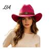 Fashionable Retro Style Hat Unisex Western Cowboy Hat, Wool Felt Fedora with Faux Leather Band, Wide Brim Cowgirl for Men Women Winter Windproof Cap