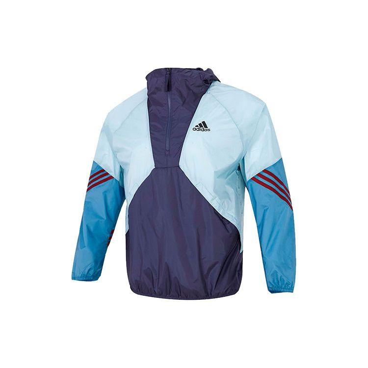adidas Спортивная тренировочная повседневная куртка в полоску с логотипом и цветными блоками, мужская куртка, синяя H65747