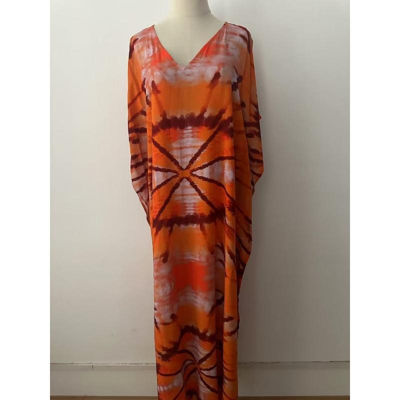 Плюс Размер Женщин Новый Принт Пляжный Свободный Праздничный Платье Бикини Накидка