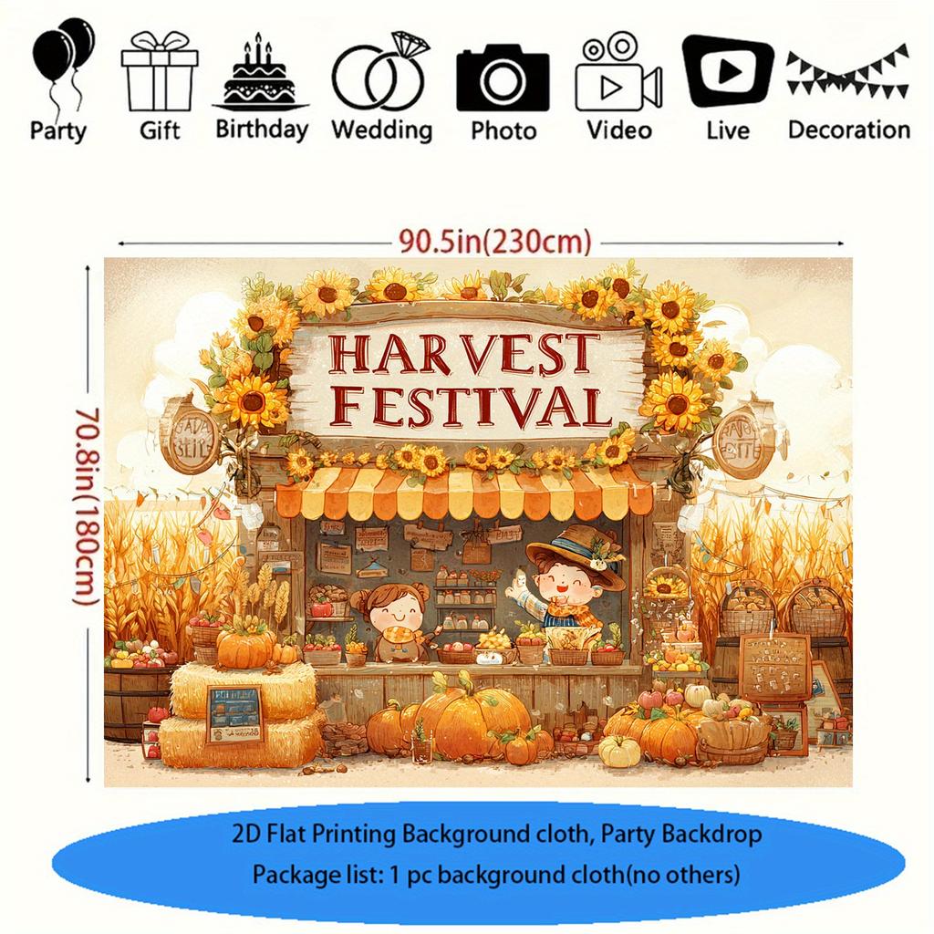 2D plane 1 piece of autumn sunflower cartoon background fabric for harvest festival autumn harvest festival autumn wedding