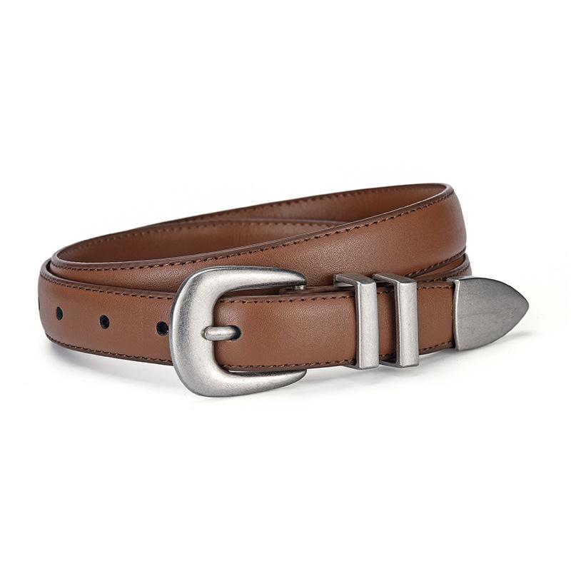 Женский кожаный универсальный декоративный ремень с пряжкой в виде подковы, тонкий, из коровьей кожи, для джинсов, женский тренд