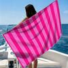 Hot Pink Dual Tone Bands Beach Towel Ultra-fine Fiber Quick Drying Absorbent Beach Swimming Vacationvacation Essentials Gifts