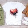 (Азиатский размер) Женская женская футболка с леопардовым принтом Love Heart Trend, милая одежда, повседневная модная футболка с короткими рукавами, женская футболка с графическим рисунком