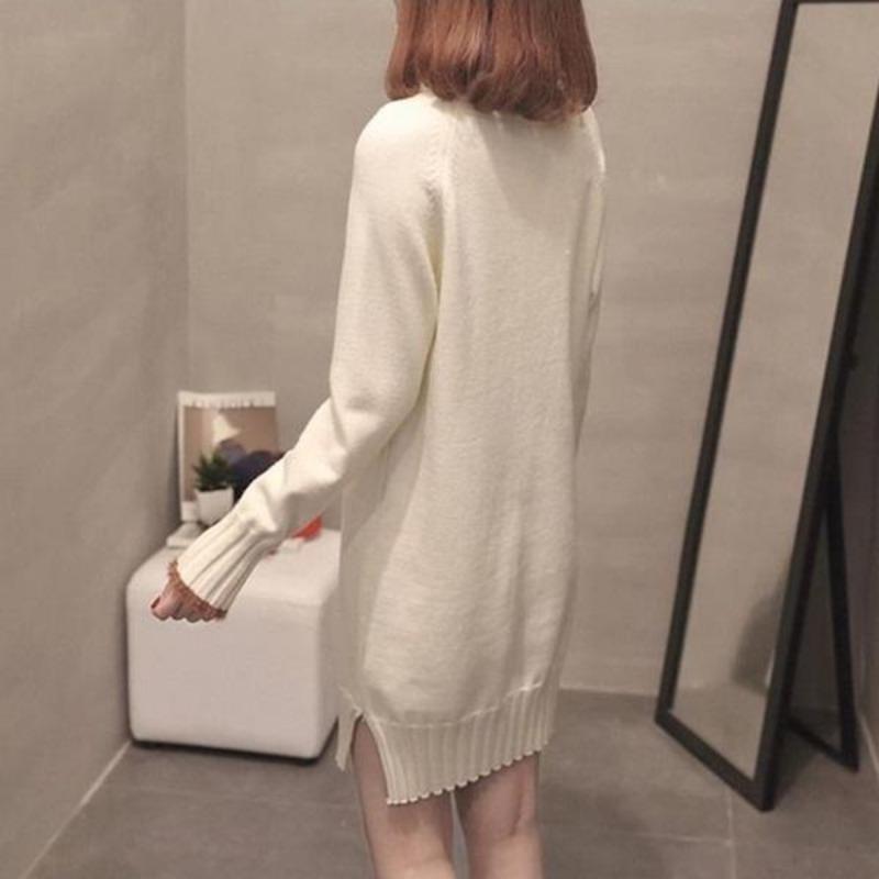 Autumn and Winter Mid-length Women's Sweater Loose Mid-length Maternity Dress Half-high Collar Outer Wear Base Shirt Coat