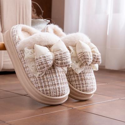 Модные плюшевые тапочки на платформе для женщин, домашние балетки, милый бантик, дизайнерская роскошная зимняя обувь, модная плюшевая повседневная обувь для девочек, элегантные