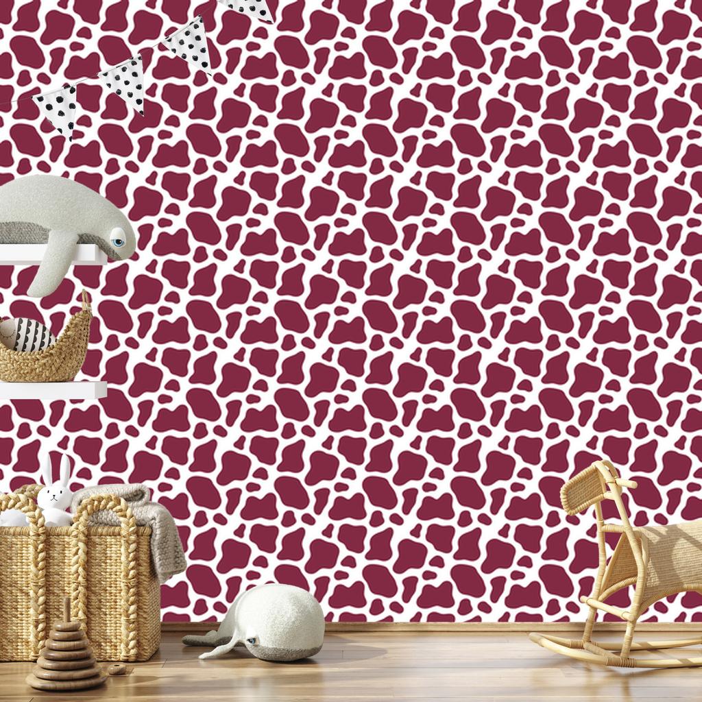 Cow Patches Wallpaper in Pink, White and Light Gray for Living Room and Bedroom 50x1000