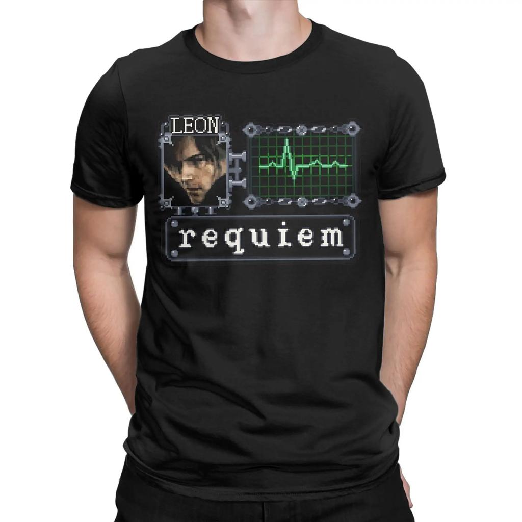 Унисекс Футболка с принтом Leon S Kennedy Resident Evil 9 Requiem Из чистой хлопка Одежда для женщин и мужчин Удобные футболки
