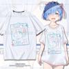 Аниме ReZero Футболка с принтом Рем для унисекс Женщин Хлопок Летние Топы Футболка с коротким рукавом Повседневная Женская Одежда Кавайная Унисекс Женская Футболка