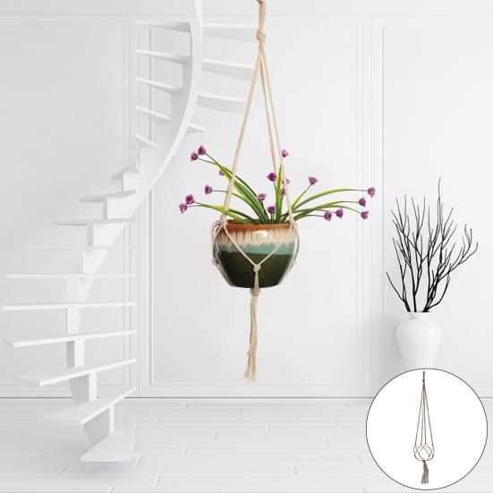 Винтажный макраме, подвесной веревочный узел, держатель для цветочного горшка, корзина, садовый декор