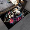 Skull and Floral Design Carpet with Roses and Abstract Elements Suitable for use as an anti-slip for living room bedroom sofas