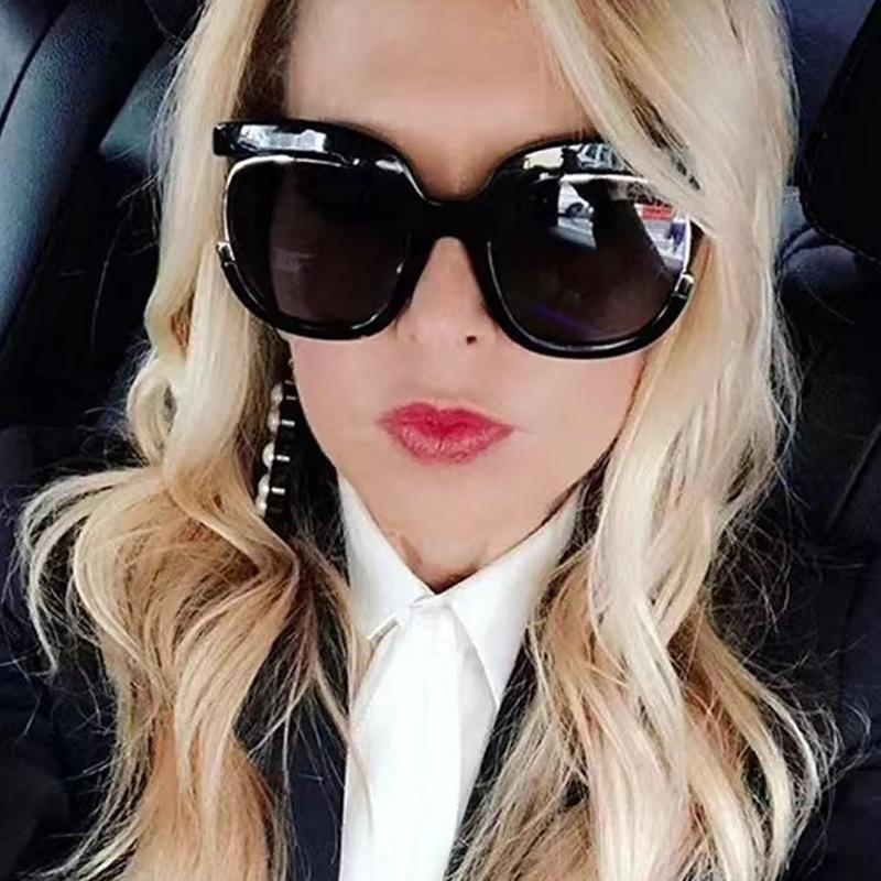 Cool Trendy Oversized Half Frame Sunglasses Summer Women Retro UV400 Sun Glasses