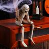 Halloween Skeleton Statue Resin See Speak Hear No Evil Skeleton Figurine with Dangling Legs for Indoor Mantel Table Shelf Decor