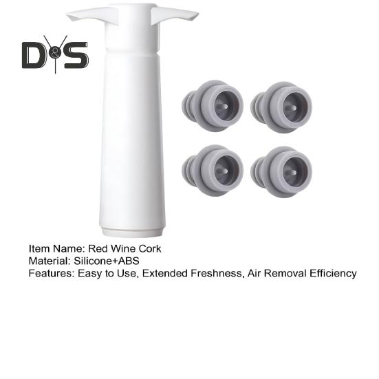 Вакуумный насос для хранения вина с 4 пробками, многоразовый укупорщик бутылок, пробка для красного вина, сохраняет свежесть, предотвращает окисление, аксессуары для вина для домашнего бара