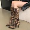Fashion Boots Women's Leopard Long Boots Sexy Shoes Woman High Heels Autumn Knee High Boots Leather Cowboy Women Shoes Women 2025