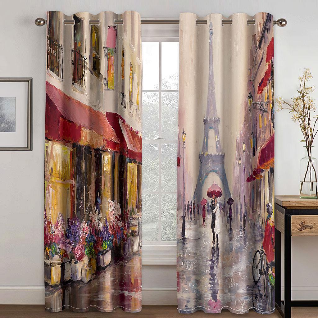 Париж Эйфелева башня Картина Шторы Романтичный Мэри Джем Хо Спальня Гостиная Кухня Балкон Окно Украшения 2 шт.