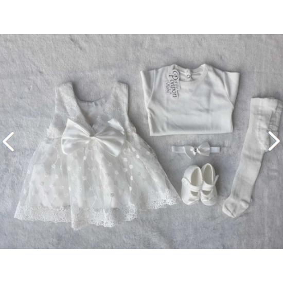 Белое свадебное платье для новорожденных девочек, платье Mevlüt с колготками, подарок ребенку