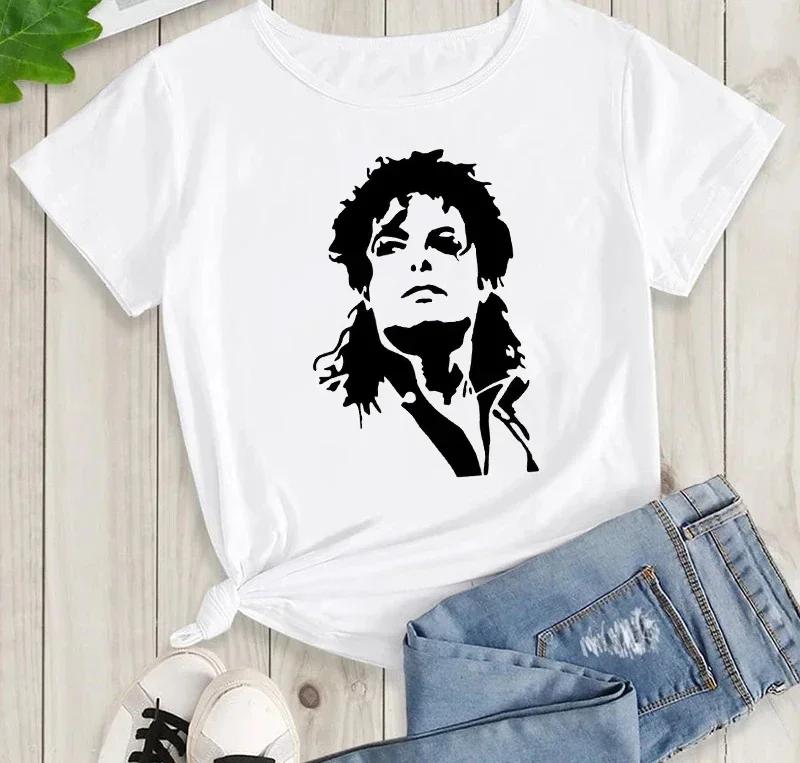 Графическая мужская и детская футболка Michael Jackson Y2K Высококачественный хлопок Повседневная летняя Рок-мода Короткий рукав Круглый вырез Футболка