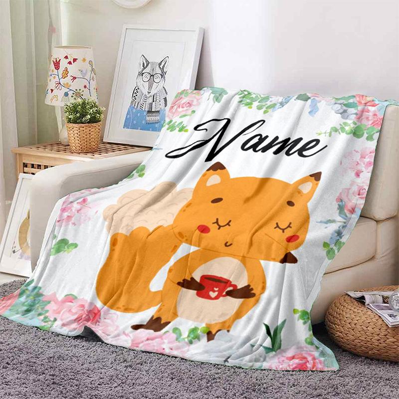 Blankets Children Girls Boys Linen Wool Blankets Personalized Family Friends Flannel Blankets Gifts