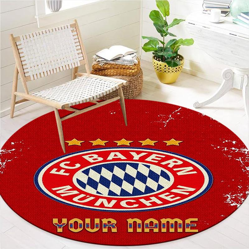 Bayern Munich Fan Gear Custom Name Round Area Rug Carpet Rug For Living Room Bedroom Sofa Playroom Decor Nonslip Floor Mat
