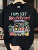 Featuring The Phrase I Was Left Unsupervised And A Houseplant Graphic Comfortable Crew Neck Short Sleeve Top Black Withgreenand Pink Botanical Print