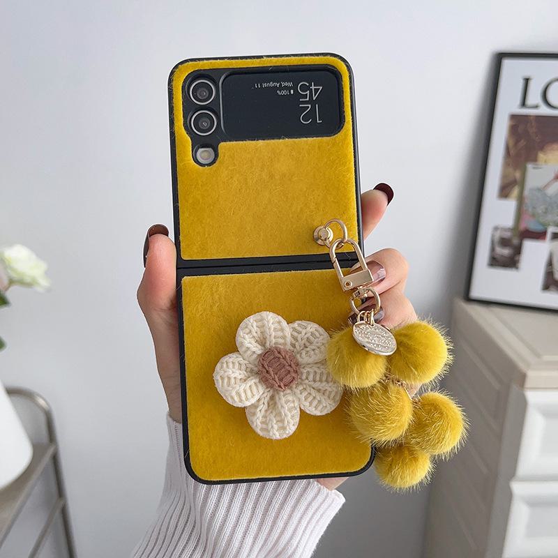 Samsung Galaxy Z Flip 3/4 норковый плюшевый подсолнух подвеска складной экран защитный чехол
