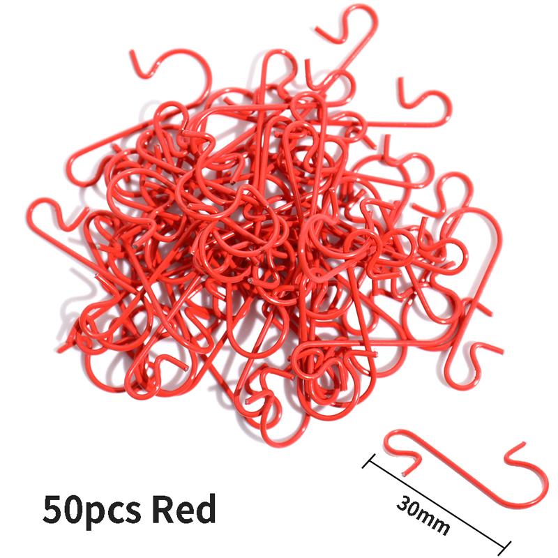 50 шт., рождественские украшения, металлические S-образные крючки, держатели, елочный шар, подвеска
