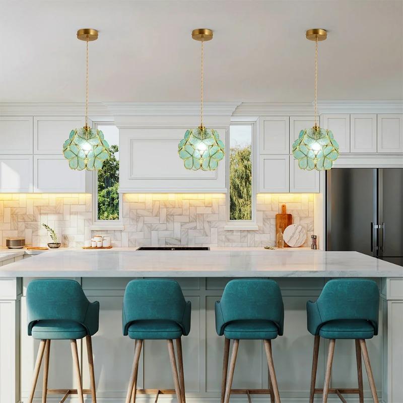 Стеклянные подвесные светильники Светодиодный потолочный светильник Домашний декор Люстра Подвесной цветочный фонарь Подвесные люстры Светильник кухонный остров