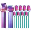 Western 16Pcs Knife Fork Spoon Dinnerware Set Matte 304 Stainless Steel Dinner Cutlery Set Party Kitchen Flatware Tableware