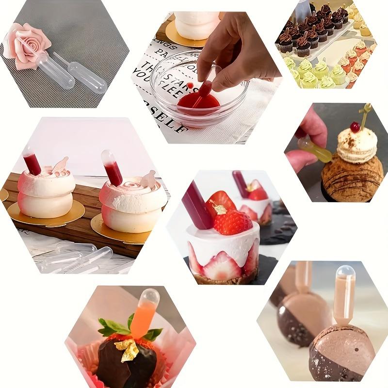 200pcs Strawberry Straw, Liquid Syringe Plastic Straw, Squeeze Dropper Disposable 4ml Flavor Syringe, for Chocolate Strawberry Ice Cream Mini Cake