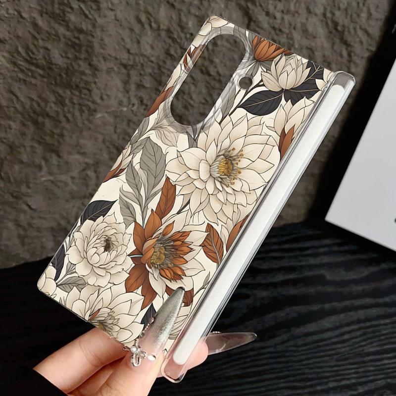 Магнитный чехол для телефона Samsung Galaxy Z Fold 7 6 Fold7 Fold6 Fold5 5G Дизайн 'Чернильный Цветок' Противоударная Жесткая Задняя Крышка