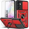 Protective Case - Booling - for Samsung Galaxy A36 - Red - Shockproof - Sliding Camera Cover