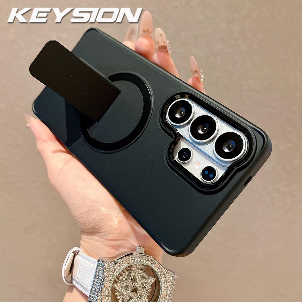 KEYSION Ударопрочный матовый полупрозрачный чехол-подставка для Samsung Galaxy S26 Ultra 5G S26+ Plus с поддержкой беспроводной зарядки, задняя крышка телефона