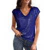 V-neck Sequined Short-sleeved Women's Shiny Vest Party Shirt