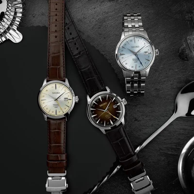 Seiko Автоматические/Ручные Механические Часы с Ремешком из Коровьей Кожи 40,5 мм Мужские Часы Серебристый Циферблат SSK041J1